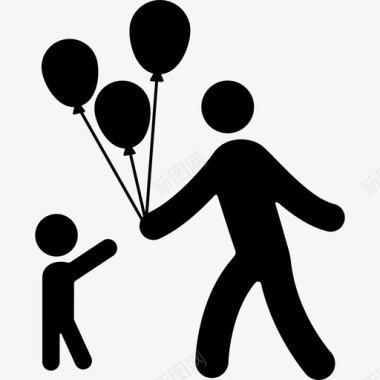 人孩子和气球人道主义者图标图标