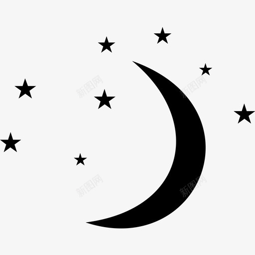 月亮和星星夜晚月亮图标svg_新图网 https://ixintu.com 夜晚 月亮 月亮和星星