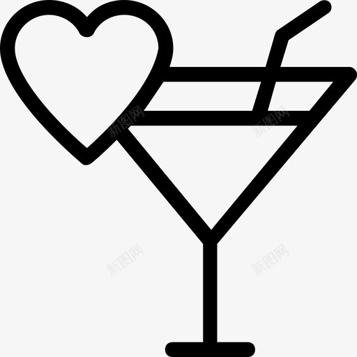 鸡尾酒酒饮料图标svg_新图网 https://ixintu.com 果汁 爱情和婚礼系列图标 玻璃杯 酒 饮料 鸡尾酒