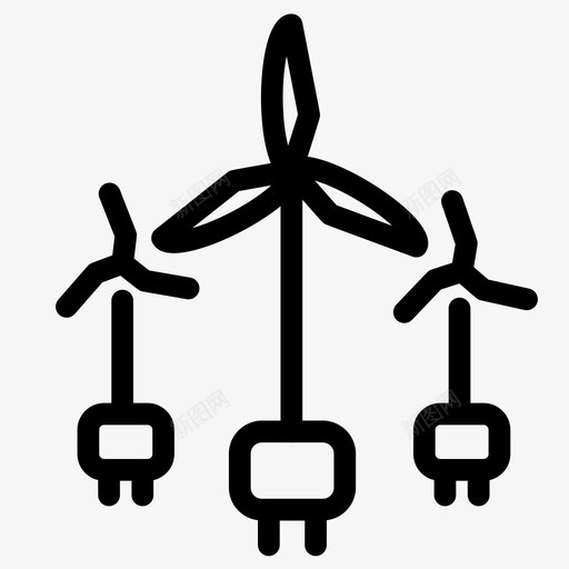 风车生态能源图标svg_新图网 https://ixintu.com 发电机 插头 生态 绿色能源生态 能源 风车