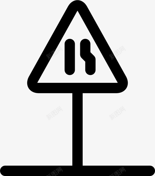 标志警示交叉口图标svg_新图网 https://ixintu.com 交叉口 标志 狭窄 街道 警示 路标 道路
