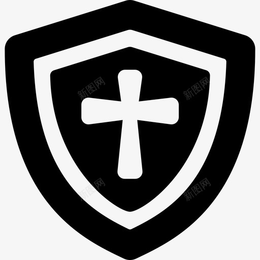 带十字架的盾牌武器纹章盾牌图标svg_新图网 https://ixintu.com 带十字架的盾牌 武器 纹章盾牌