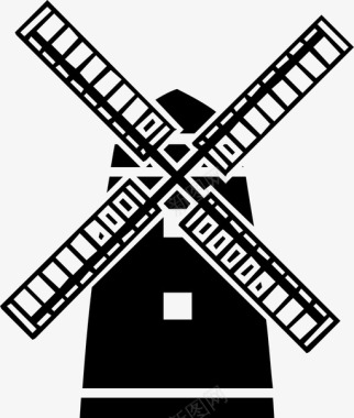 风车阿姆斯特丹建筑图标图标