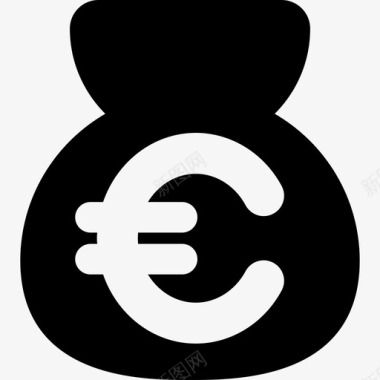 有欧元标志的钱袋商业金融图标图标