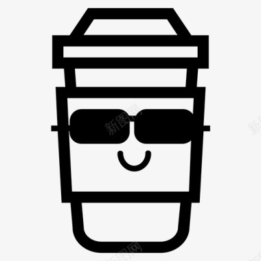 酷外卖咖啡杯卡布奇诺纸图标图标