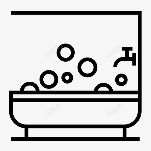 泡泡浴洗澡浴缸图标svg_新图网 https://ixintu.com 泡泡浴 洗澡 浴室 浴缸