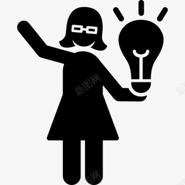 有灯泡的女人人们职业女性图标图标