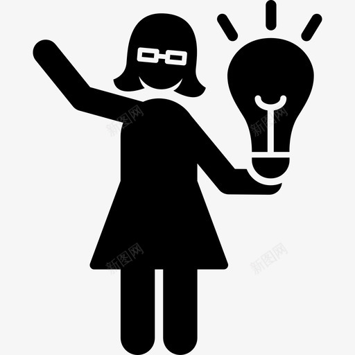 有灯泡的女人人们职业女性图标svg_新图网 https://ixintu.com 人们 有灯泡的女人 职业女性