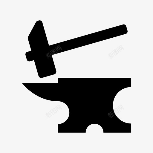 铁锤和铁砧铁匠升级图标svg_新图网 https://ixintu.com 升级 铁匠 铁锤和铁砧