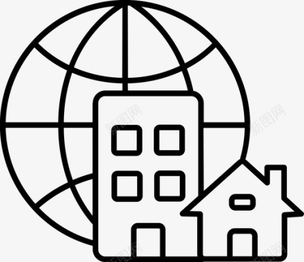 全球投资建筑房地产图标图标