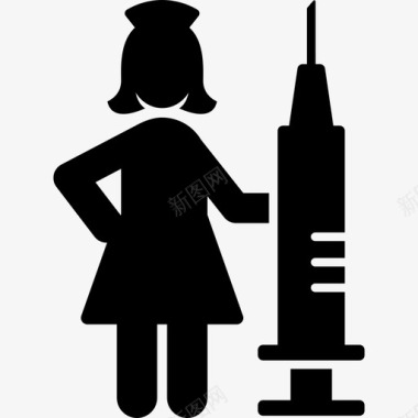 带注射器的护士医务人员职业妇女图标图标