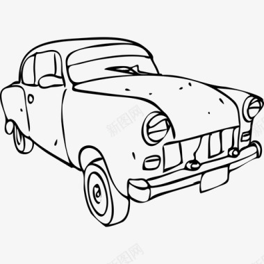 古巴的老爷车老旧的生锈的图标图标