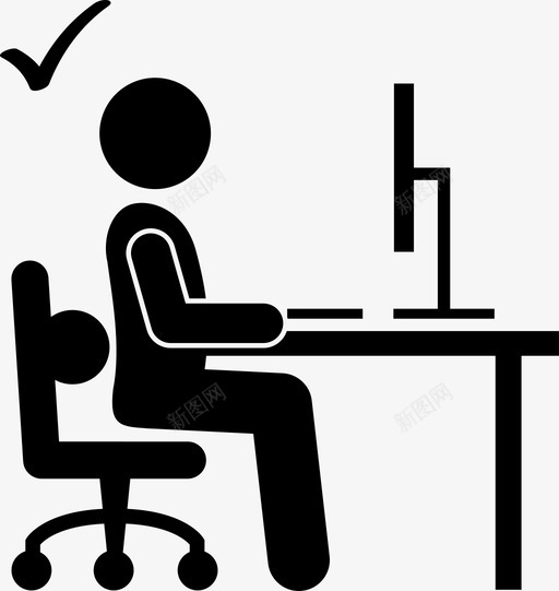 椅背支撑身体姿势图标svg_新图网 https://ixintu.com 坐姿 姿势 工作 椅背支撑 正确和不正确的坐姿 身体