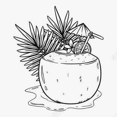 鸡尾酒酒精椰子图标图标