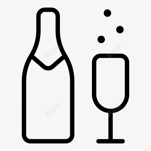 香槟酒精瓶子图标svg_新图网 https://ixintu.com 气泡 瓶子 酒杯 酒精 食物烹饪 香槟