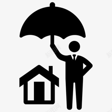 家庭保险保护房地产图标图标