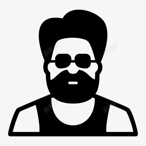 时髦的胡子的极客的图标svg_新图网 https://ixintu.com 时髦的 极客的 男人的 眼镜的 胡子的