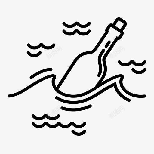 漂浮的瓶子信息瓶子里的信息图标svg_新图网 https://ixintu.com 信息 大海 水 漂浮的瓶子 瓶子里的信息