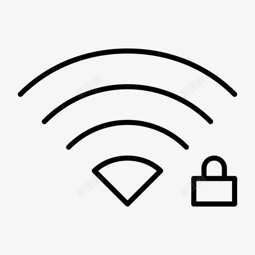 安全wifi连接锁图标svg_新图网 https://ixintu.com 安全wifi 密码 挂锁 连接 锁 面板