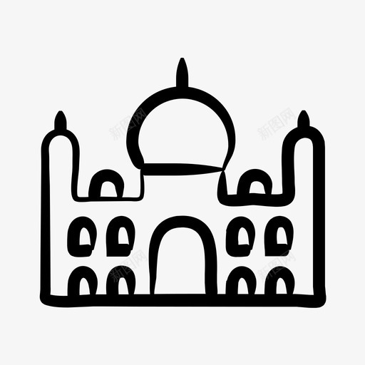 泰姬陵印度宫殿图标svg_新图网 https://ixintu.com 印度 奇观 宫殿 手绘 泰姬陵 象征性