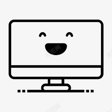 快乐电脑显示器表情符号大笑图标图标