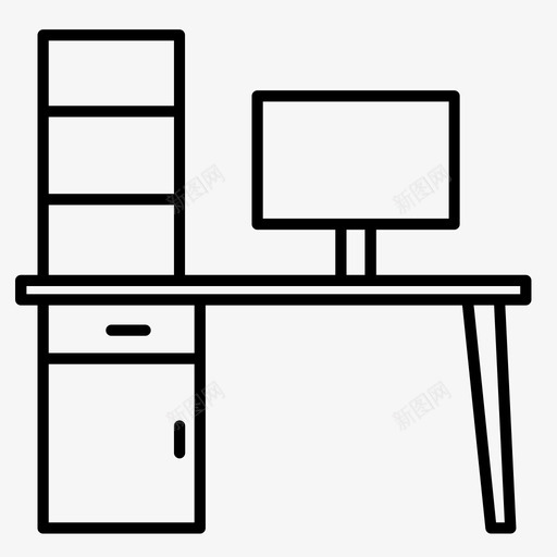 书桌电脑家具图标svg_新图网 https://ixintu.com 书桌 办公室 办公室收藏 家具 工作 房间 电脑