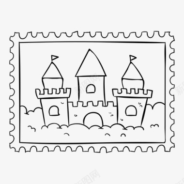 邮票城堡邮件图标图标