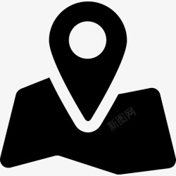 披萨上的城市地图上的指针地图和旗帜城市旅游图标高清图片