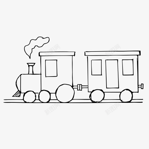 火车手绘机车图标svg_新图网 https://ixintu.com 手绘 手绘图标 机车 火车 素描 黑白