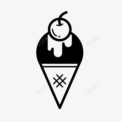 冰淇淋筒樱桃巧克力图标svg_新图网 https://ixintu.com 冰淇淋筒 巧克力 樱桃 食物