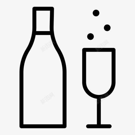 香槟酒瓶子图标svg_新图网 https://ixintu.com 庆祝 瓶子 酒 酒杯 食物烹饪 香槟