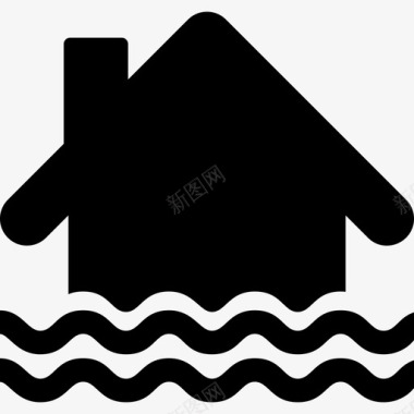 房屋淹没洪水房屋图标图标