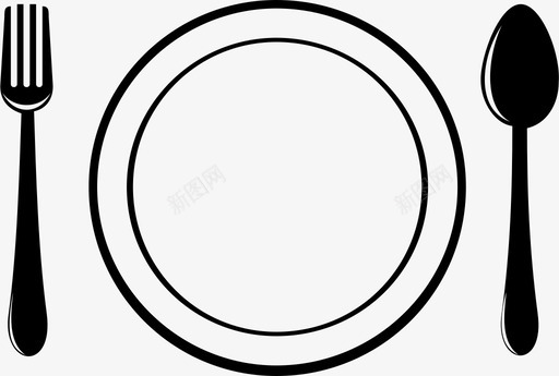 盘子食物叉子图标图标
