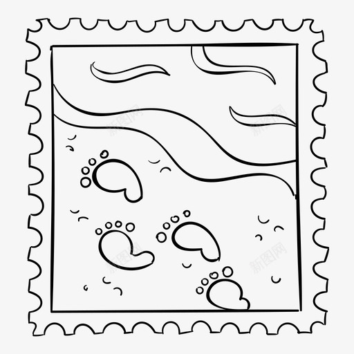 邮票海滩脚印图标svg_新图网 https://ixintu.com 标记 海滩 脚印 邮件 邮票 邮递