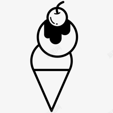 冰淇淋筒樱桃巧克力酱图标图标