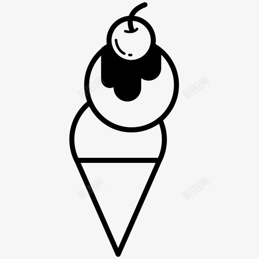 冰淇淋筒樱桃巧克力酱图标svg_新图网 https://ixintu.com 冰淇淋筒 巧克力酱 樱桃 食品