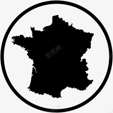 法国地图圆圈国家图标图标