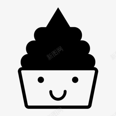 微笑冷冻酸奶甜点表情符号图标图标
