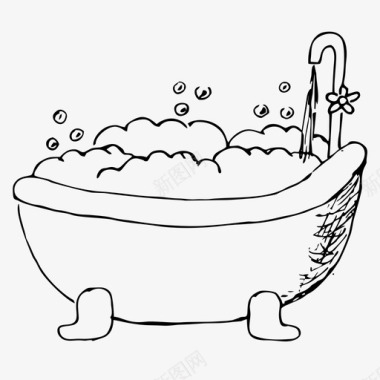 浴室泡沫手绘图标图标