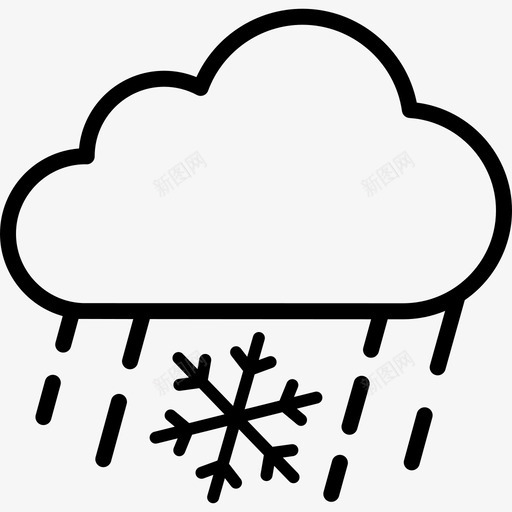 雨夹雪混合雨夹雪降水图标svg_新图网 https://ixintu.com 天气预报 气象线条艺术 混合雨夹雪 降水 雨夹雪