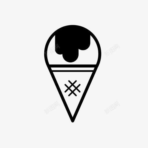 冰淇淋筒巧克力酱刨冰图标svg_新图网 https://ixintu.com 冰淇淋筒 刨冰 巧克力酱 雪糕筒 食品