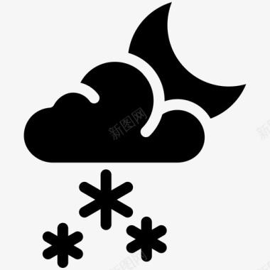 夜雪云预报图标图标