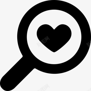 放大镜有心脏界面搜索放大镜图标图标