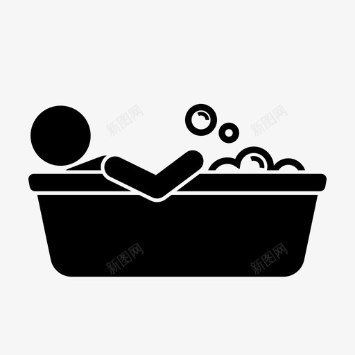 洗澡洗澡时间浴缸图标svg_新图网 https://ixintu.com 放松浴 泡泡浴 洗澡 洗澡时间 浴缸