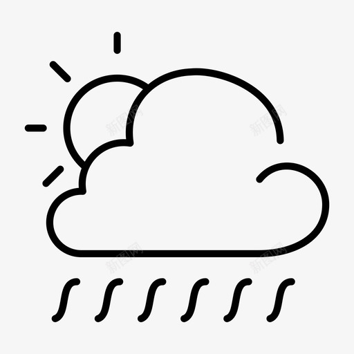 太阳雨云天气图标svg_新图网 https://ixintu.com 云 天气 太阳雨
