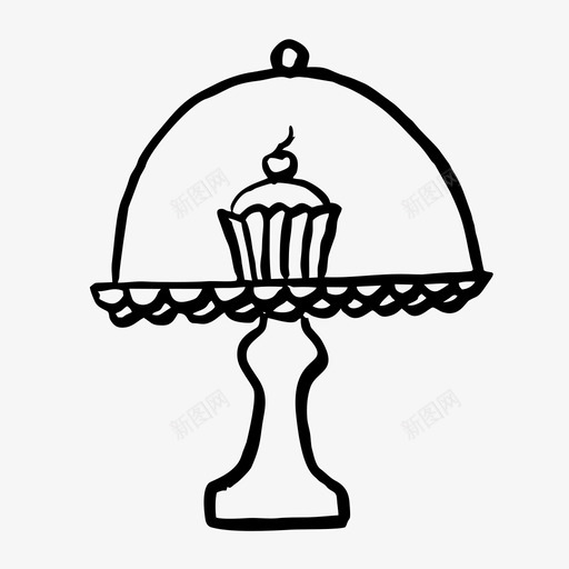 纸杯蛋糕食物手绘图标svg_新图网 https://ixintu.com 手绘 素描 素描图标 纸杯蛋糕 食物