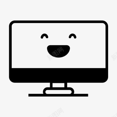 快乐电脑显示器表情符号大笑图标图标