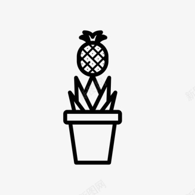 盆栽菠萝灌木图标图标