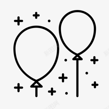 气球生日鸡尾酒会图标图标