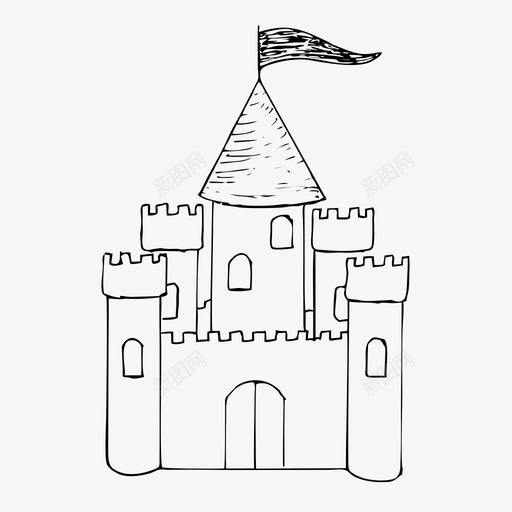 城堡要塞房子图标svg_新图网 https://ixintu.com 古堡素描 城堡 宫殿 房子 手绘图标 素描 要塞